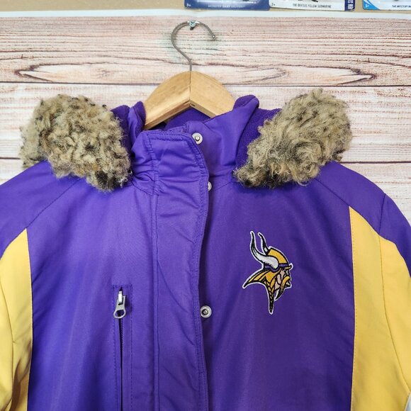 NFL Team Apparel Women's S Fuzzy Hoodie Full Zip Minnesota Vikings Quilted Inner - Picture 2 of 16